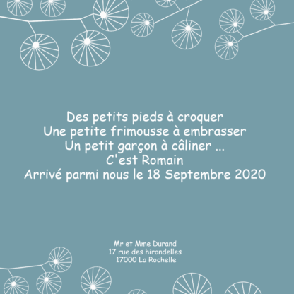 Faire-part naissance carré Romain – Image 2