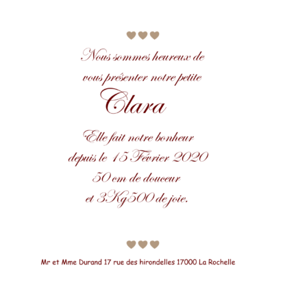 Faire-part de naissance Clara – Image 2