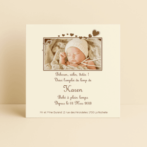 Faire part naissance carré Karen