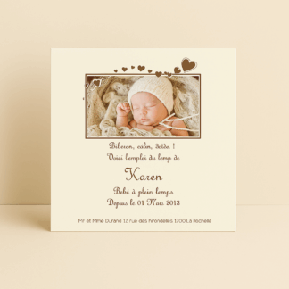Faire part naissance carré Karen
