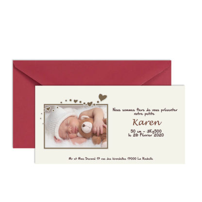 Faire-part de naissance Karen