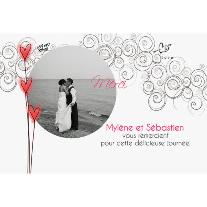 Carte de remerciement Mylène et Sébastien