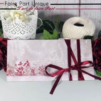 Faire part romantique fleuri bordeau