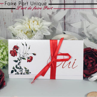 Faire part romantique fleur rose vintage