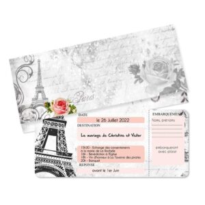Faire-part billet d'avion paris vintage