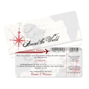 Faire-part billet d'avion "around the world"