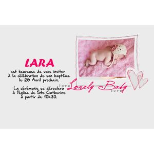 Faire part de baptême magnet Lara