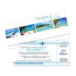 Faire-part billet d'avion Thème Caraibes