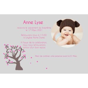 Faire-part de baptême magnet Anne Lyse
