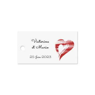 Etiquette à dragées personnalisée coeur rouge