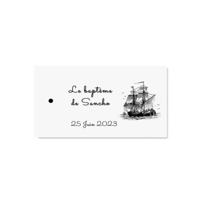 Etiquette à dragées personnalisée bateau