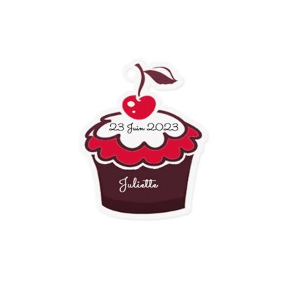 etiquette à dragée forme cupcake