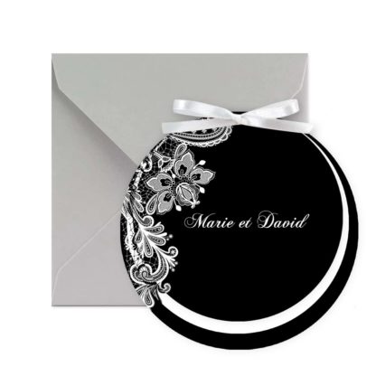 Faire-part rond dentelle