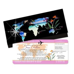 Faire-part billet d'avion Thème Caraibes 2