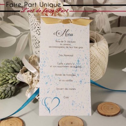 carte menu coeur bleu romantique – Image 2