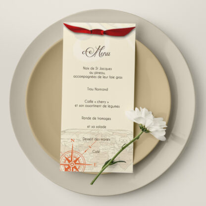 Carte menu "rose des vents"