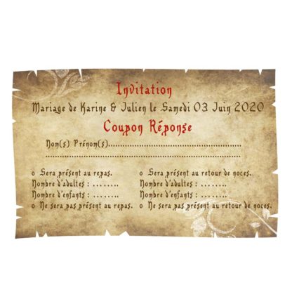 Carte RSVP parchemin