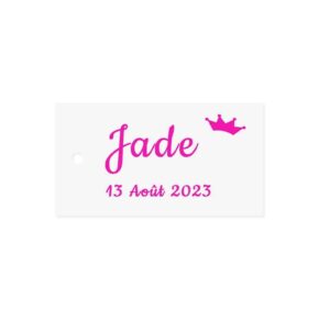Etiquette à dragée couronne fushia