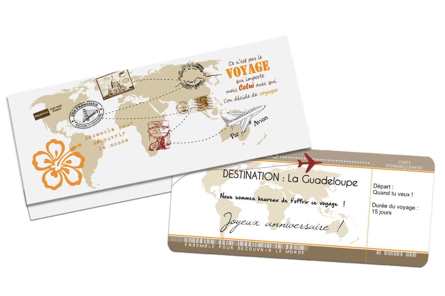 Pochette cadeau billet d'avion - FairePartUnique