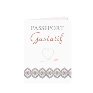 Carte menu passeport thème dentelle