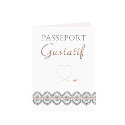 Carte menu passeport thème dentelle