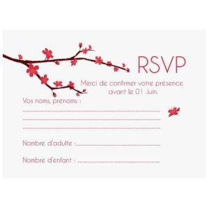 carte RSVP fleur de cerisier