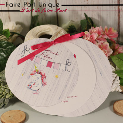 Faire-part rond baptême Sylvine – Image 2