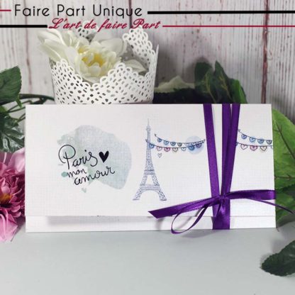Faire part romantique "Paris mon amour"