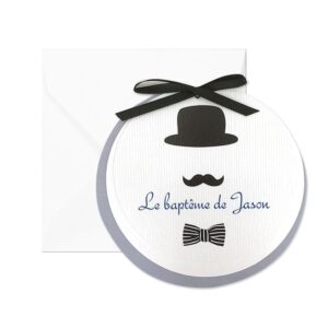 Faire-part de baptême rond Jason