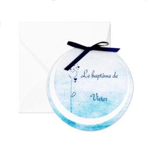 Faire-part de baptême rond Victor