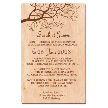 Faire-part en bois branche d'arbre