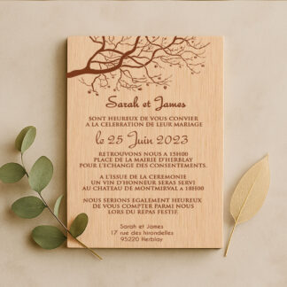 Faire-part en bois branche d'arbre