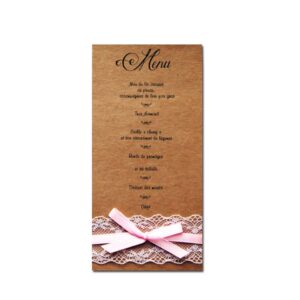 Carte menu chic et champêtre "Sisley"