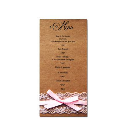 Carte menu chic et champêtre "Sisley"
