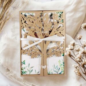 Faire part lasercut Wood - Thème natural