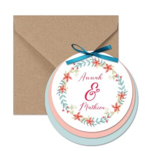 Faire-part rond blue flower