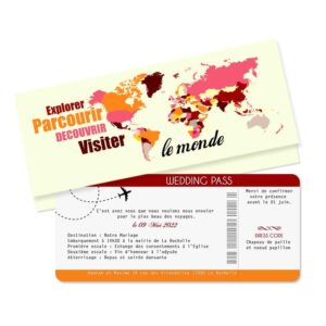 Faire-part billet d'avion "Autour du monde"