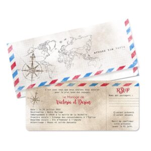 Faire-part billet d'avion "love the world"