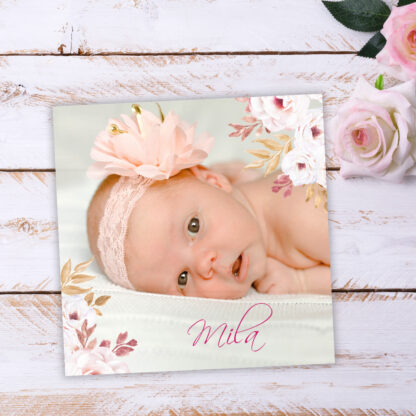 Faire-part de naissance carré Mila