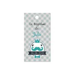 Etiquette à dragée baptême moustache