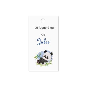 Etiquette à dragée baptême panda