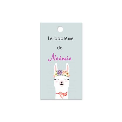 Etiquette à dragée baptême - lama