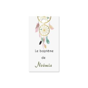 Etiquette à dragée baptême - dreamcatcher - Attrape rêve