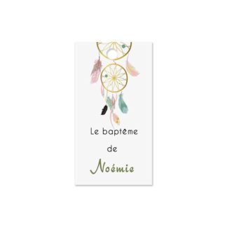Etiquette à dragée baptême - dreamcatcher - Attrape rêve