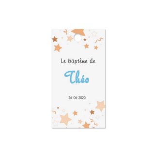 Etiquette à dragée baptême - étoile