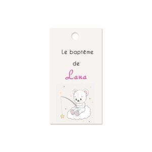 Etiquette à dragée - ourson - nuage