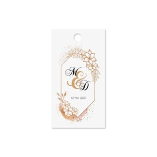 Etiquette à dragée - cadre doré floral