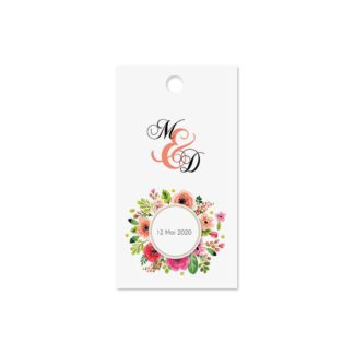 Etiquette à dragée - cadre champêtre fleur