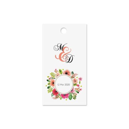 Etiquette à dragée - cadre champêtre fleur