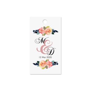 Etiquette à dragée - Fleur vintage